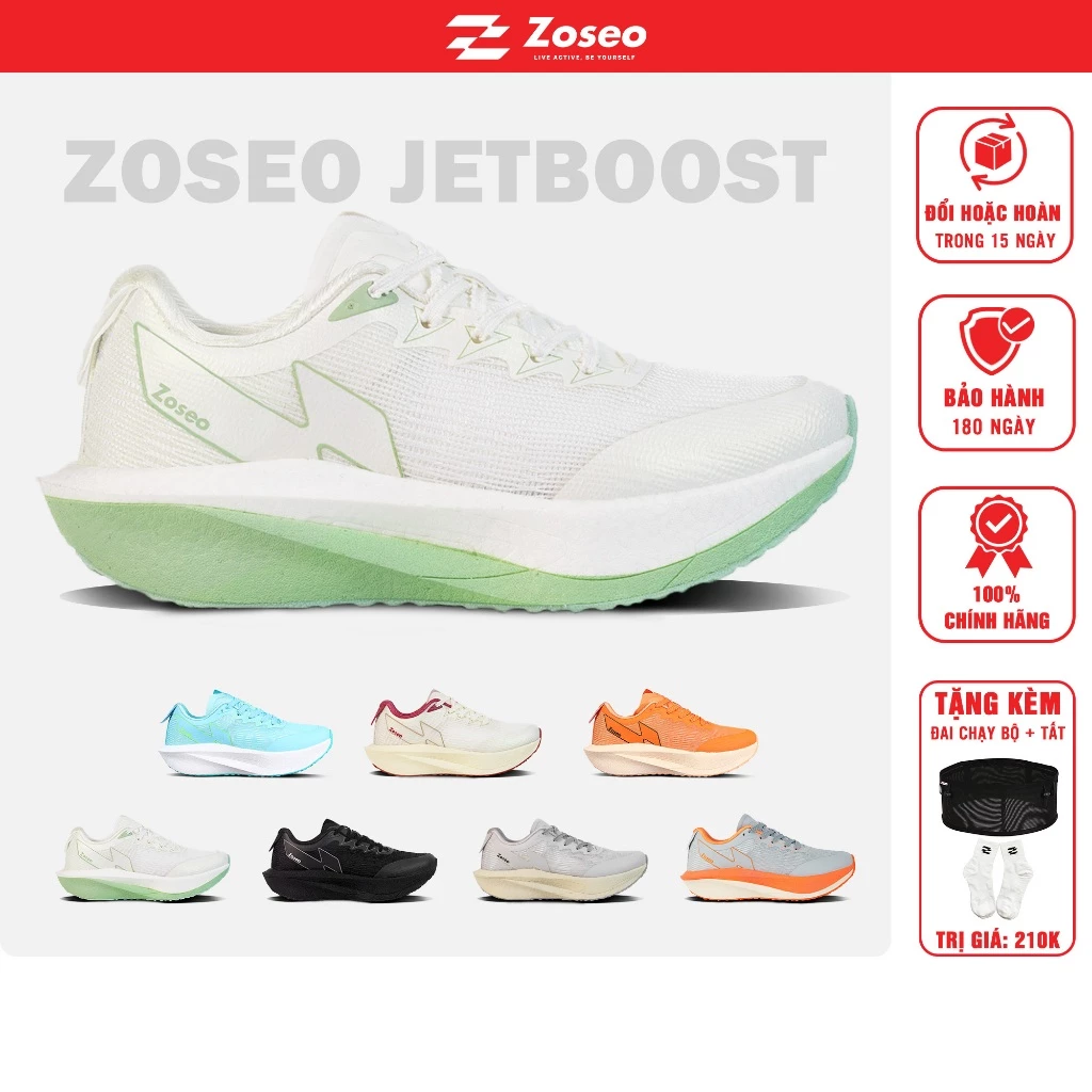 Giày thể thao chạy bộ nam nữ Zoseo Jetboost - Giày Running chạy bộ đế Polyamide trợ lực, siêu nhẹ,thoáng mát size lớn 45