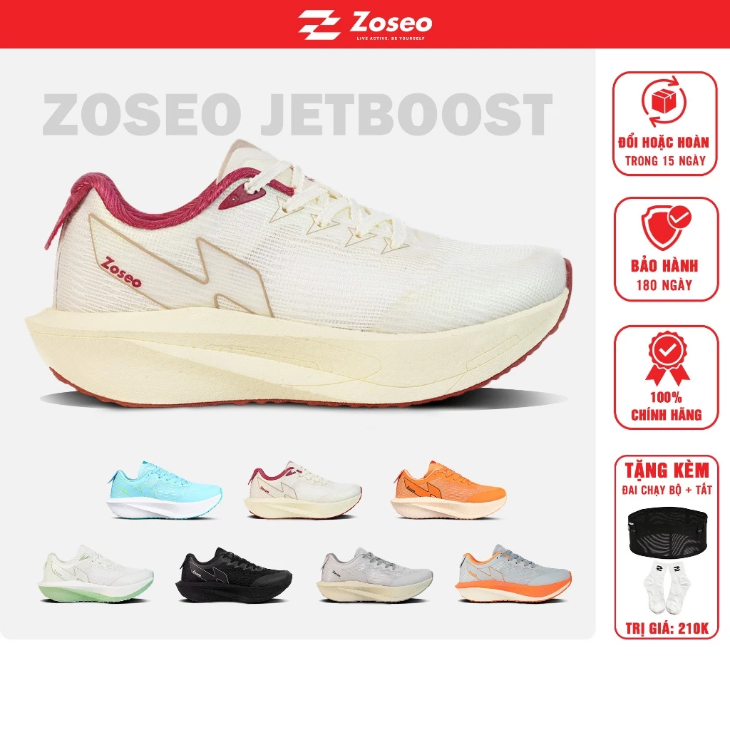 Giày thể thao chạy bộ nam nữ Zoseo Jetboost siêu nhẹ siêu êm có thanh Polyamide trợ lực Sneaker running, chạy bộ size 45