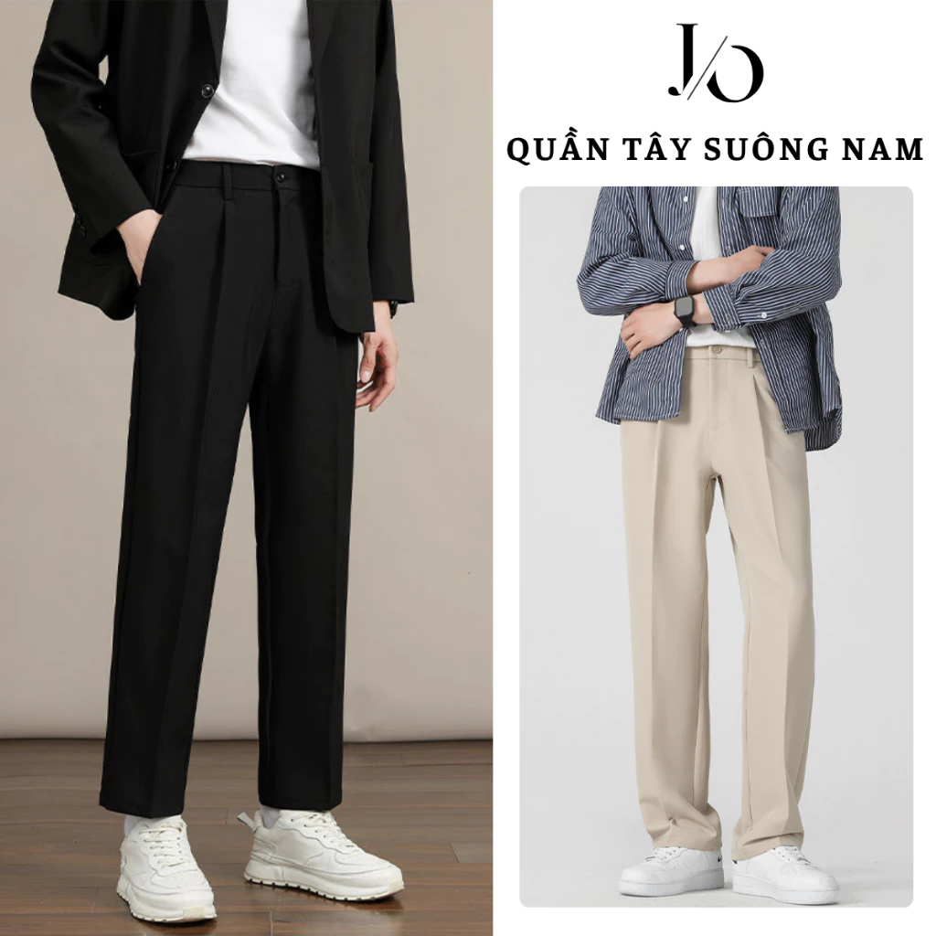 Quần Tây Âu Nam Dáng Suông Ống Đứng Cạp Cao Hack Chân Vải Tuyết Hàn Dày Dặn Co Giãn Không Nhắn JEAN