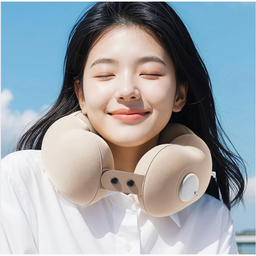 Gối Chữ U Tự Bơm Hơi, Gối Chữ U Văn Phòng, Du Lịch Chống Mỏi Cổ Tạo Cảm Giác Thỏa Mái