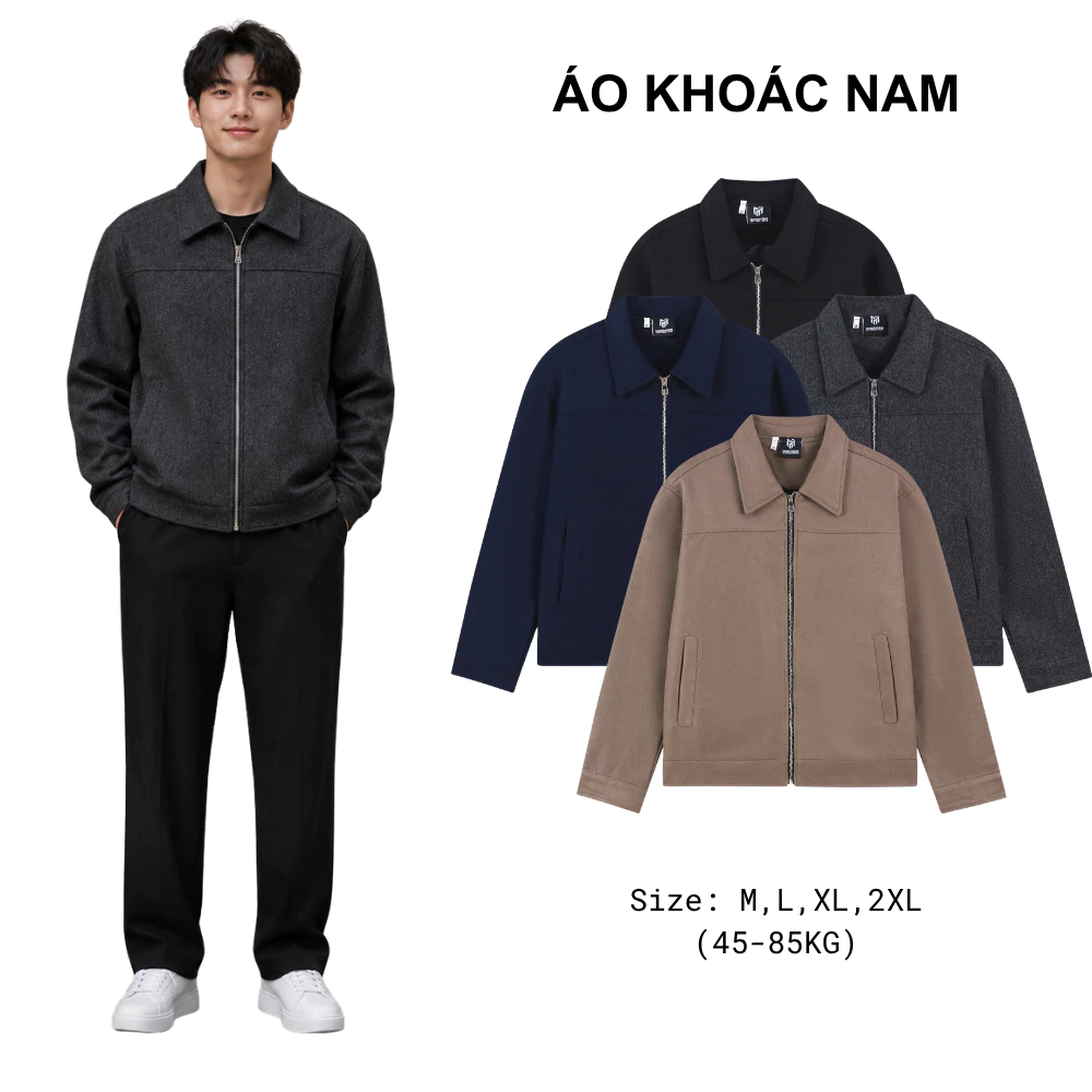 Áo Khoác Nam Jacket Nam Basic Cổ Bẻ Form Oversize -Cao Cấp, Dễ Phối Đồ NH120