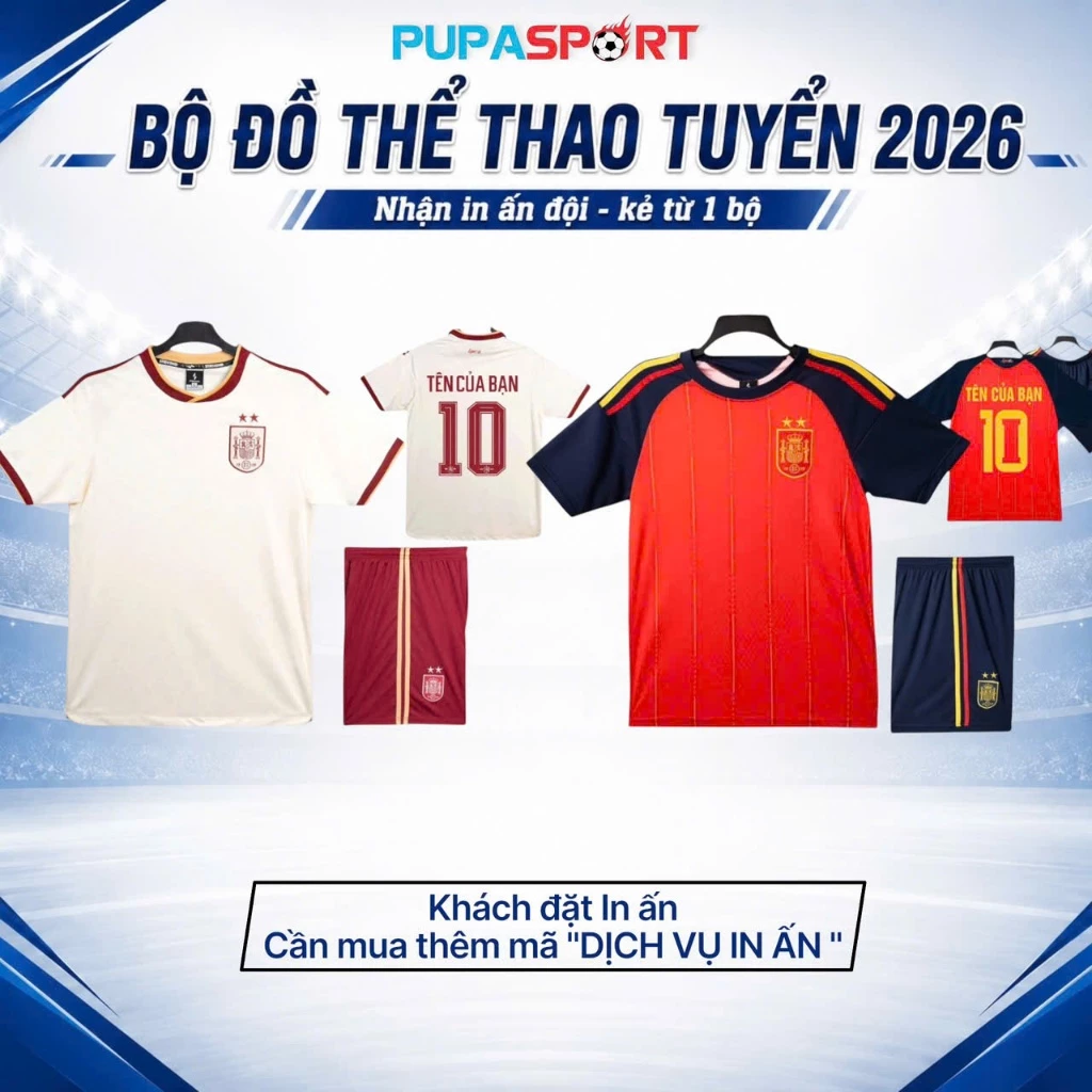 Bộ Quần Áo Thể Thao 2026, Vải Thun Lạnh/Thun Mè Cao Cấp Cho Nam Nữ, Có In Tên Số Unisex Top Sport.