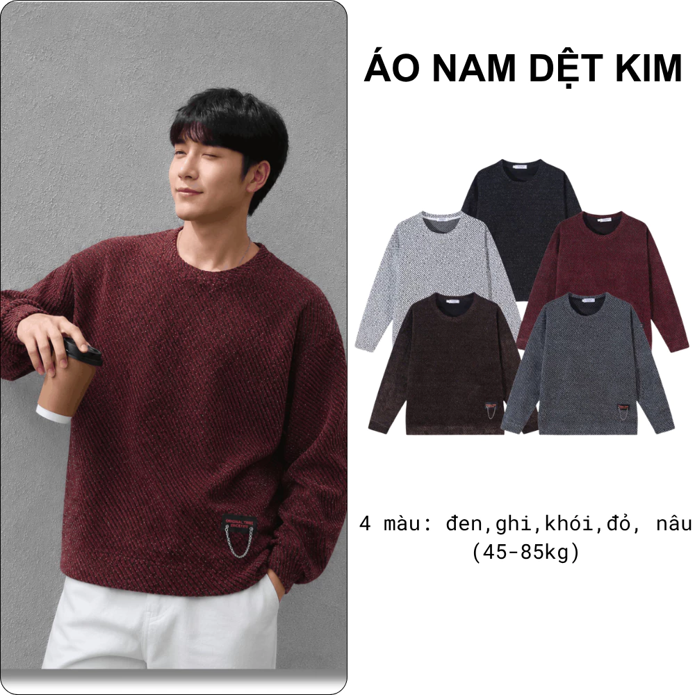 Áo Nam Nữ Dài Tay Dệt Kim Họa Tiết Gân Chéo Cao Cấp Form Rộng Basic Thu Đông Co Giãn Mềm Mịn