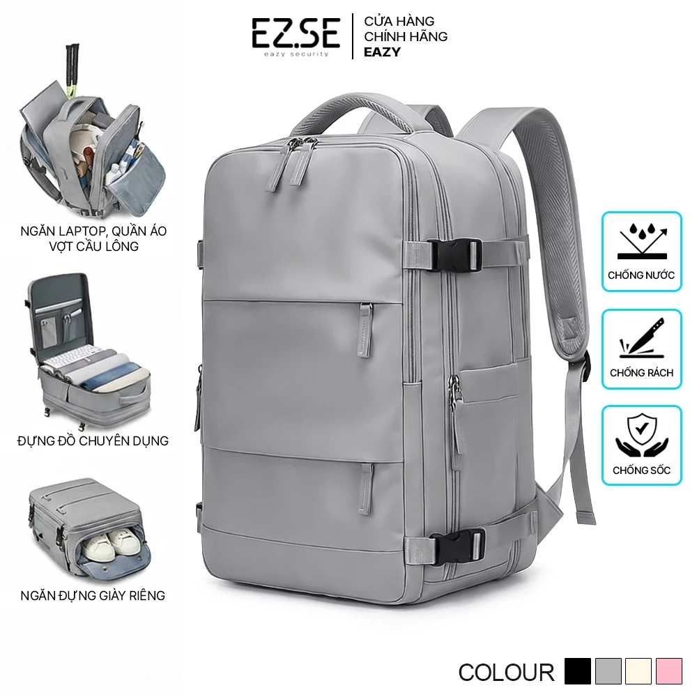 Balo du lịch chống nước cao cấp kích thước lớn EAZY BLA07 có ngăn đựng giày , Balo đựng laptop đựng vợt cầu lông
