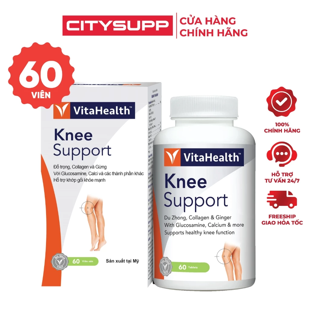 VitaHealth Knee Support Viên Uống Hỗ Trợ Khớp Gối Glucosamine Chondroitin MSM Collagen Bổ Sung Dưỡng Chất Cho Khớp