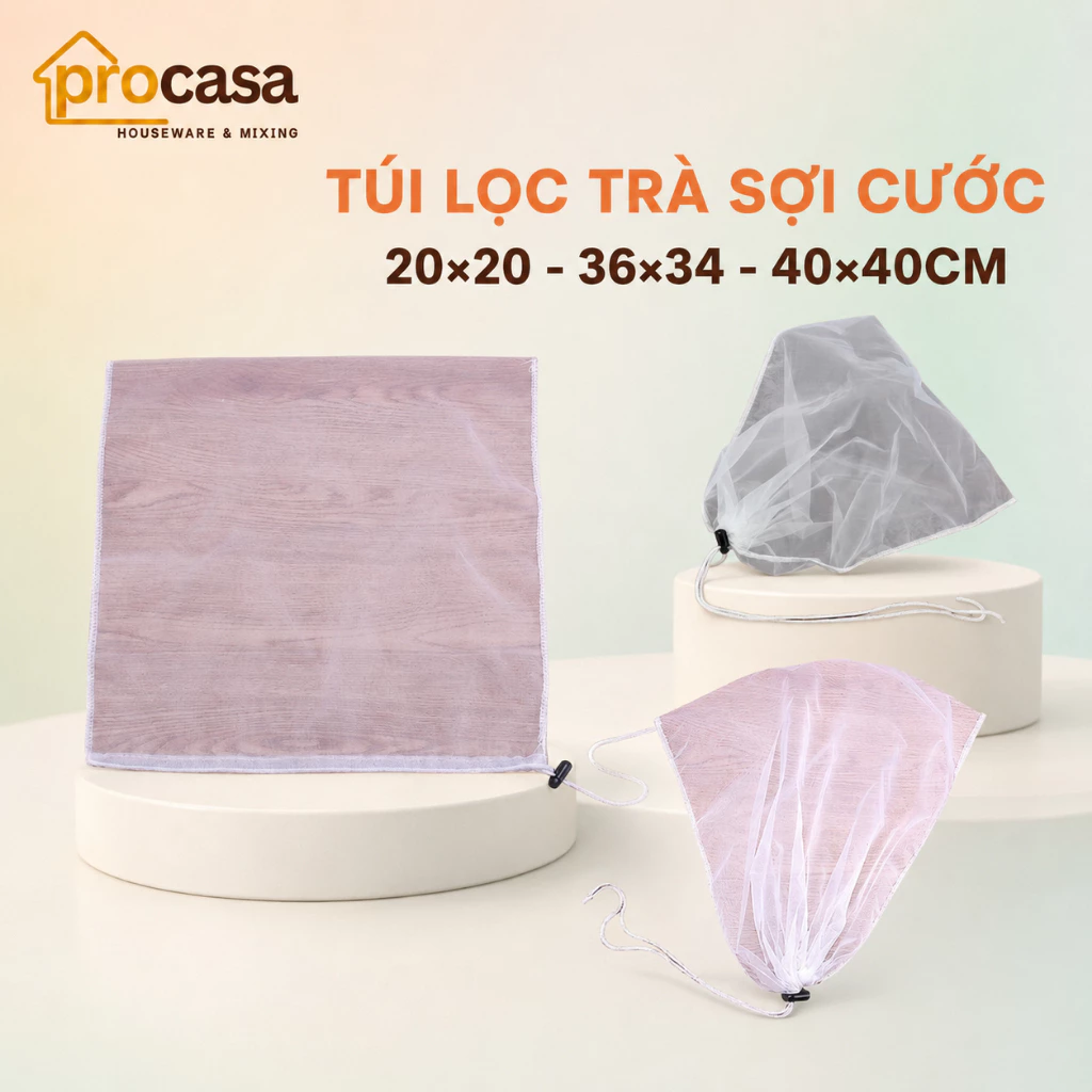 Túi lọc trà sợi cước loại tốt kích thước 20x20cm - 36x34cm - 40x40cm
