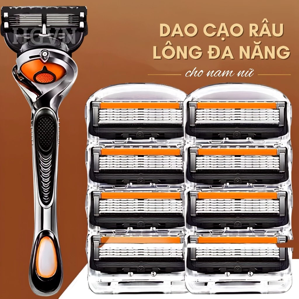 Dao Cạo Râu 5 Lưỡi Titan HGVN - Dao Cạo Lông Vùng Kín Lông Tay Chân Body Nam Nữ An Toàn Không Đau Rát Sạch Tận Gốc