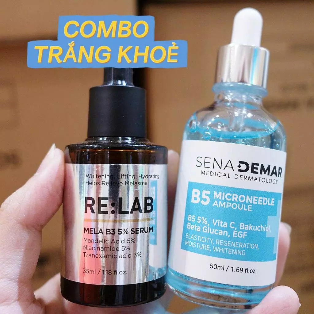 Combo TRẮNG-KHOẺ - SIZE TIÊU CHUẨN (1 Serum B3 Re:lab 35ML + 1 Serum B5 SenaDemar 50ML)
