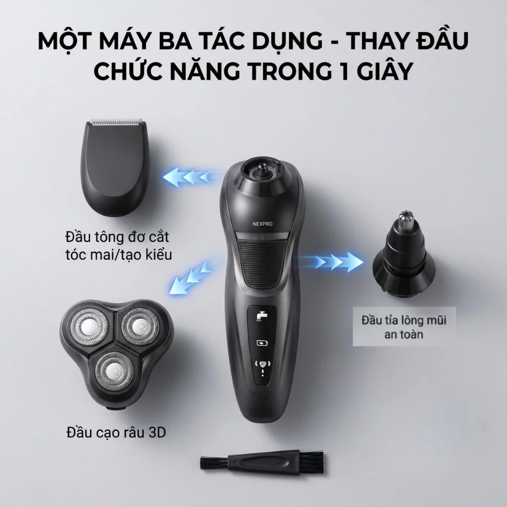 Máy Cạo Râu 3 Trong 1 NEXPRO Đa Năng
