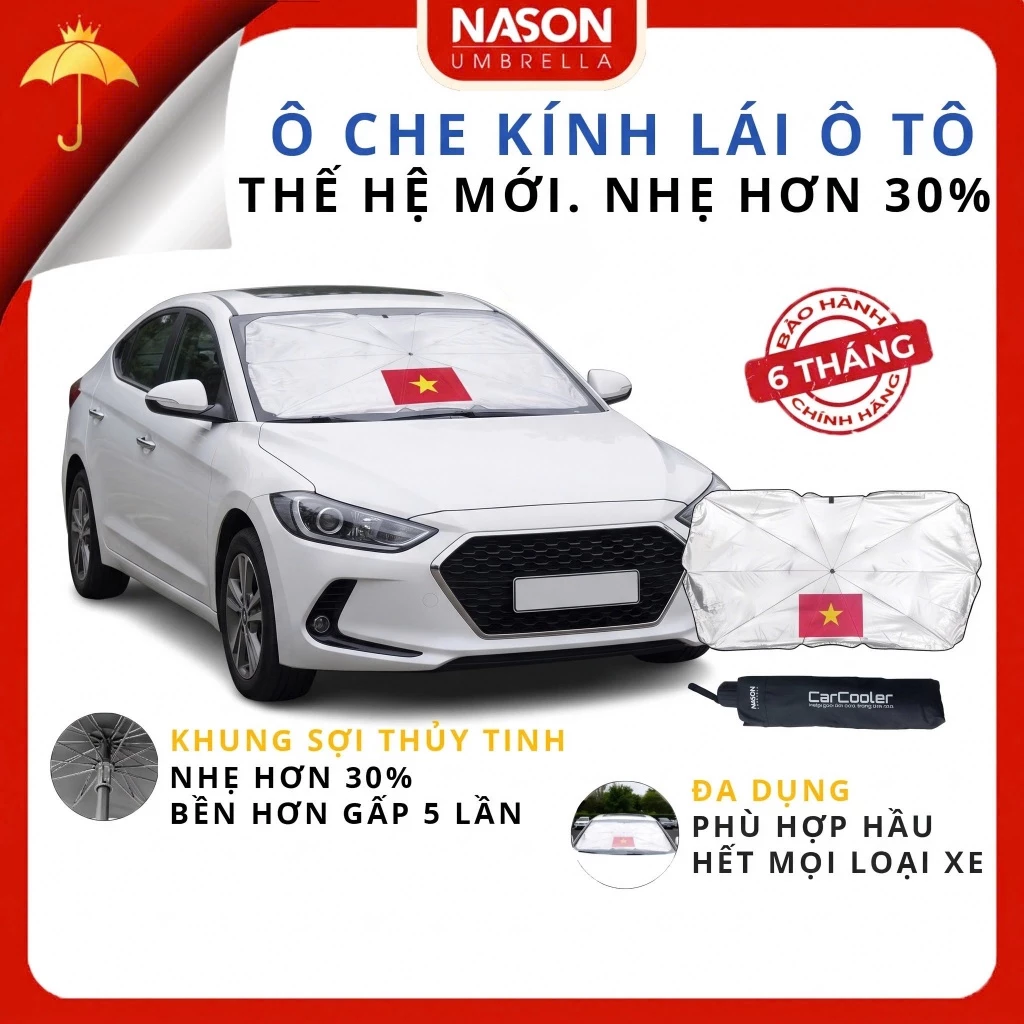 Ô che kính lái ô tô, dù che nắng Nason Umbrella CarCooler, chống nóng cách nhiệt, phù hợp mọi loại xe thông dụng