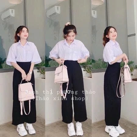 Áo sơ mi trắng học sinh nam nữ đều mặc được chất coton thoáng mát dễ chịu