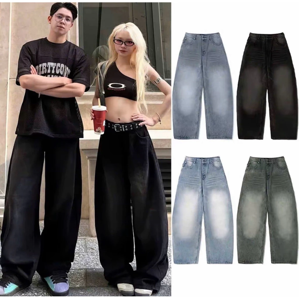 ( KHÔNG XÙ LỘNG - MỚI ) Quần jean ống rộng nữ, ( BIGSIZE) quần bò ống suông from rộng Cong nam nữ phong cách RETRO