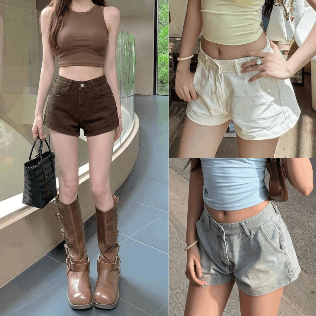 Quần Short Jean Nữ Cạp Trễ Xanh Xám Lưng Cao Form Ngắn Quần Sooc Bò Nữ BASIC Style Năng Động Cá Tính MIAA