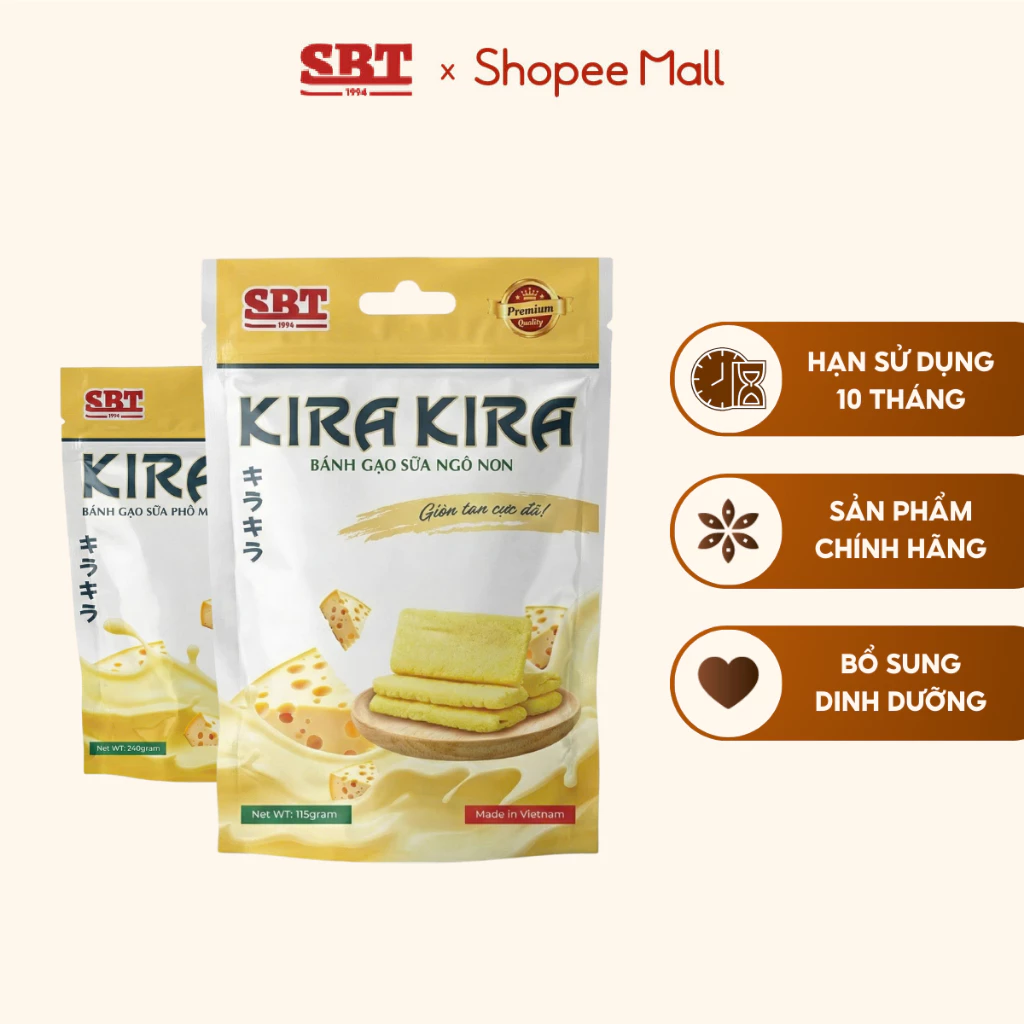 Bánh Gạo Sữa KIRA KIRA Thơm Ngon, Giàu Dinh Dưỡng, Đậm Đà Hương Vị - Bánh Kẹo SBT