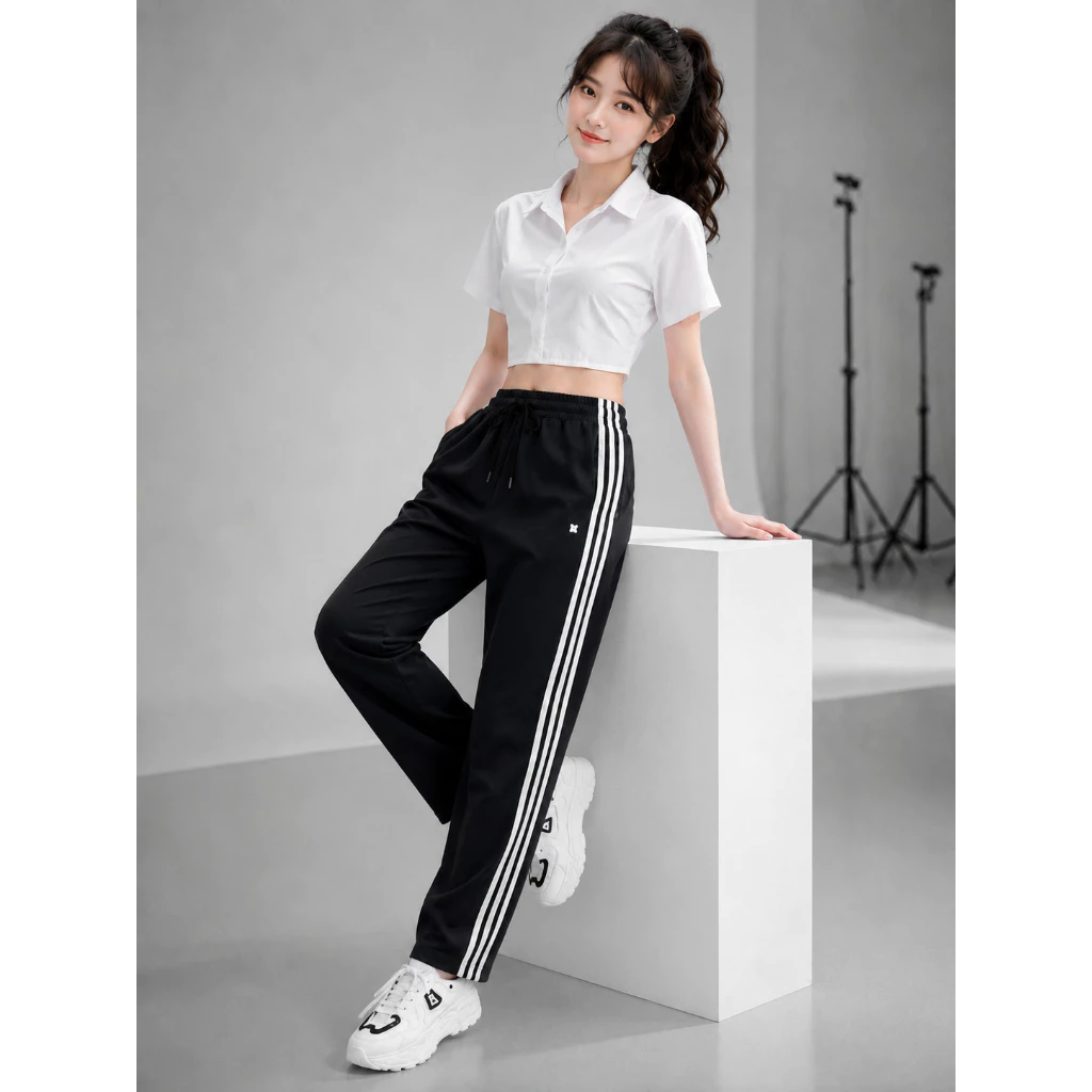 Quần Thể Dục Học Sinh Nam Nữ Viền 5 Màu Chất Thun Chéo Mềm Mịn Đủ Size 18-90kg