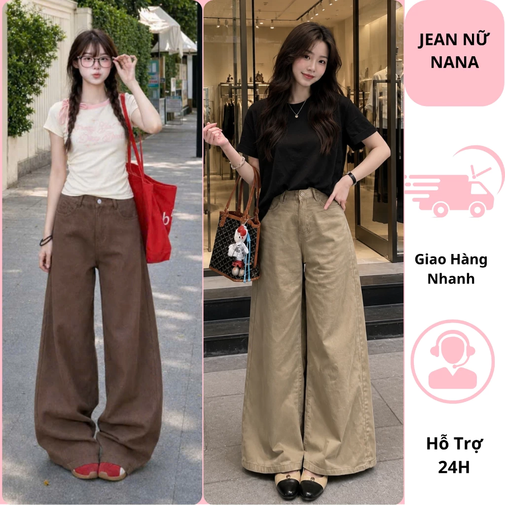 Quần jeans nữ ống suông rộng ( 26-27 cm ) 2 màu hottrend cạp cao, quần bò nữ ỗng rộng chất vải mềm mại che khuyết điểm t