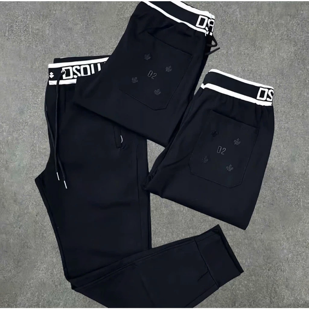 Quần Jogger Cạp D2 Chất Vải Umi Hàn Dày Dặn Không Xù Logo Thêu Phong Cách Thời Trang Nam Nữ