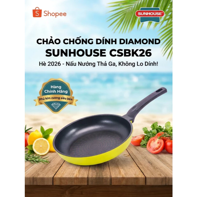 Chảo chống dính Diamond Sunhouse CSBK26 - CSBK28 - CSBK30