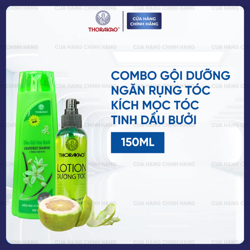 Combo Thorakao Kích Mọc Tóc Gội Xả 2IN1+Dưỡng Tóc Tinh Dầu Bưởi 400ML+150ML