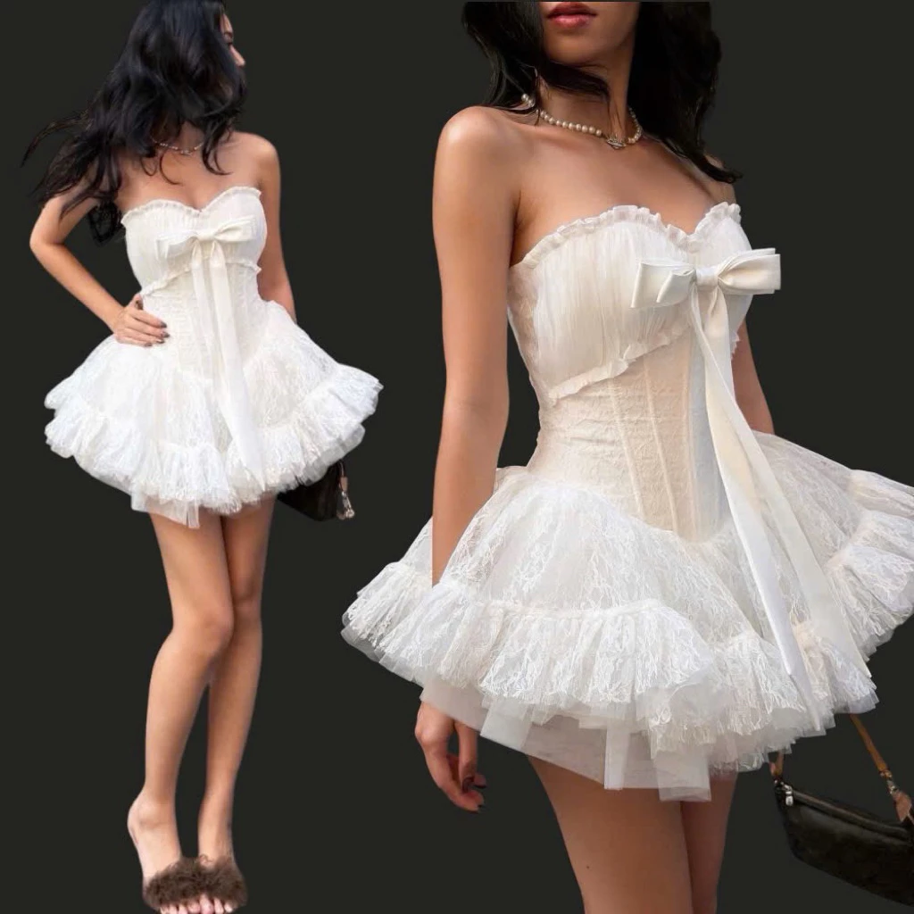 662 - Đầm Cúp Ngực Nơ Xoè Bồng