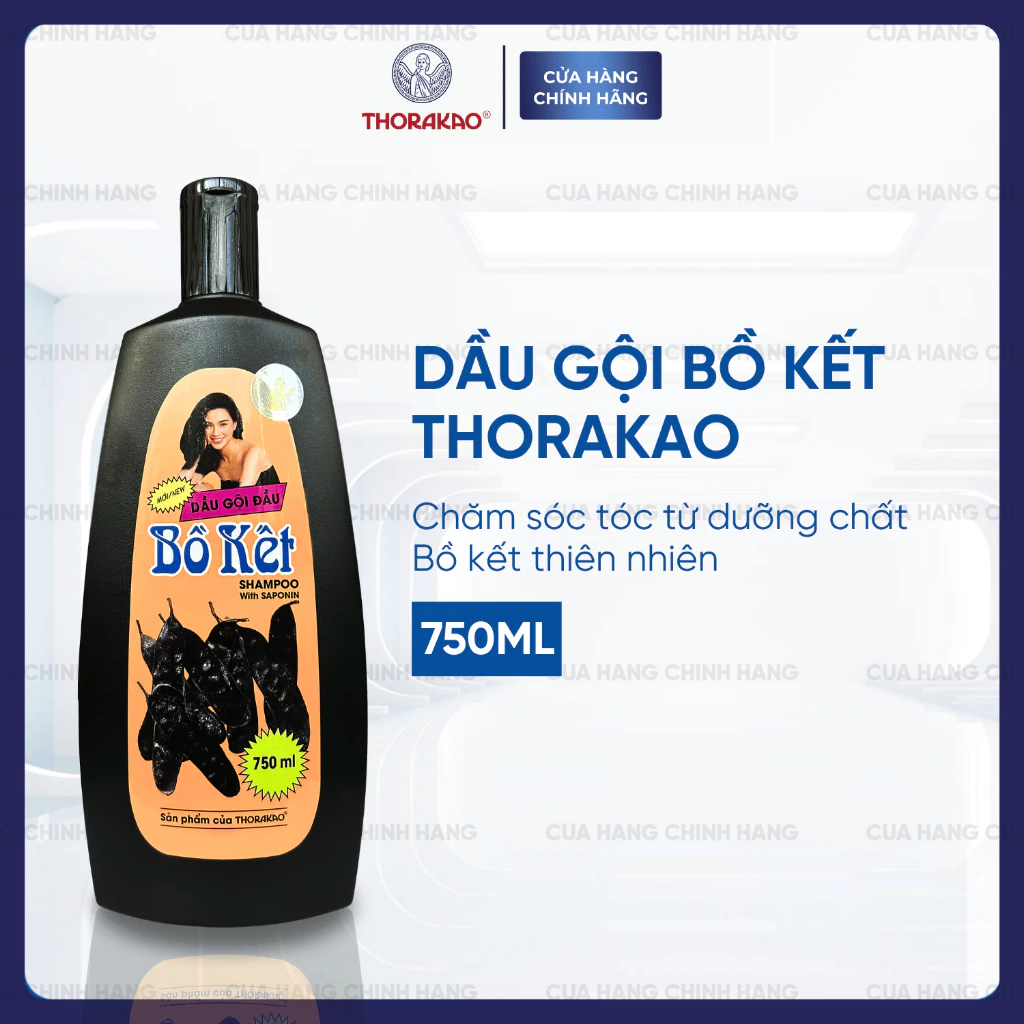 Dầu Gội Bồ Kết Thorakao Dưỡng Tóc Đen Bóng Suôn Mượt 750ml/400ml