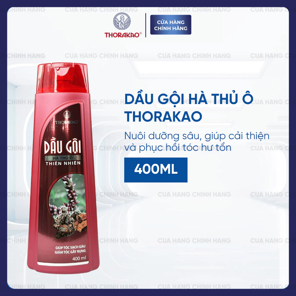 Gội Xả Thorakao 2IN1 Hà Thủ Ô Ngăn Ngừa Tóc Bạc Giúp Tóc Đen Mượt 400ML