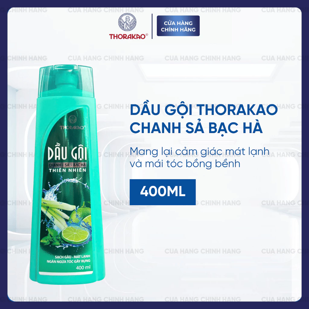 Gội Xả Thorakao 2IN1 Chanh Sả Bạc Hà Kiềm Dầu Giảm Gàu 400ML