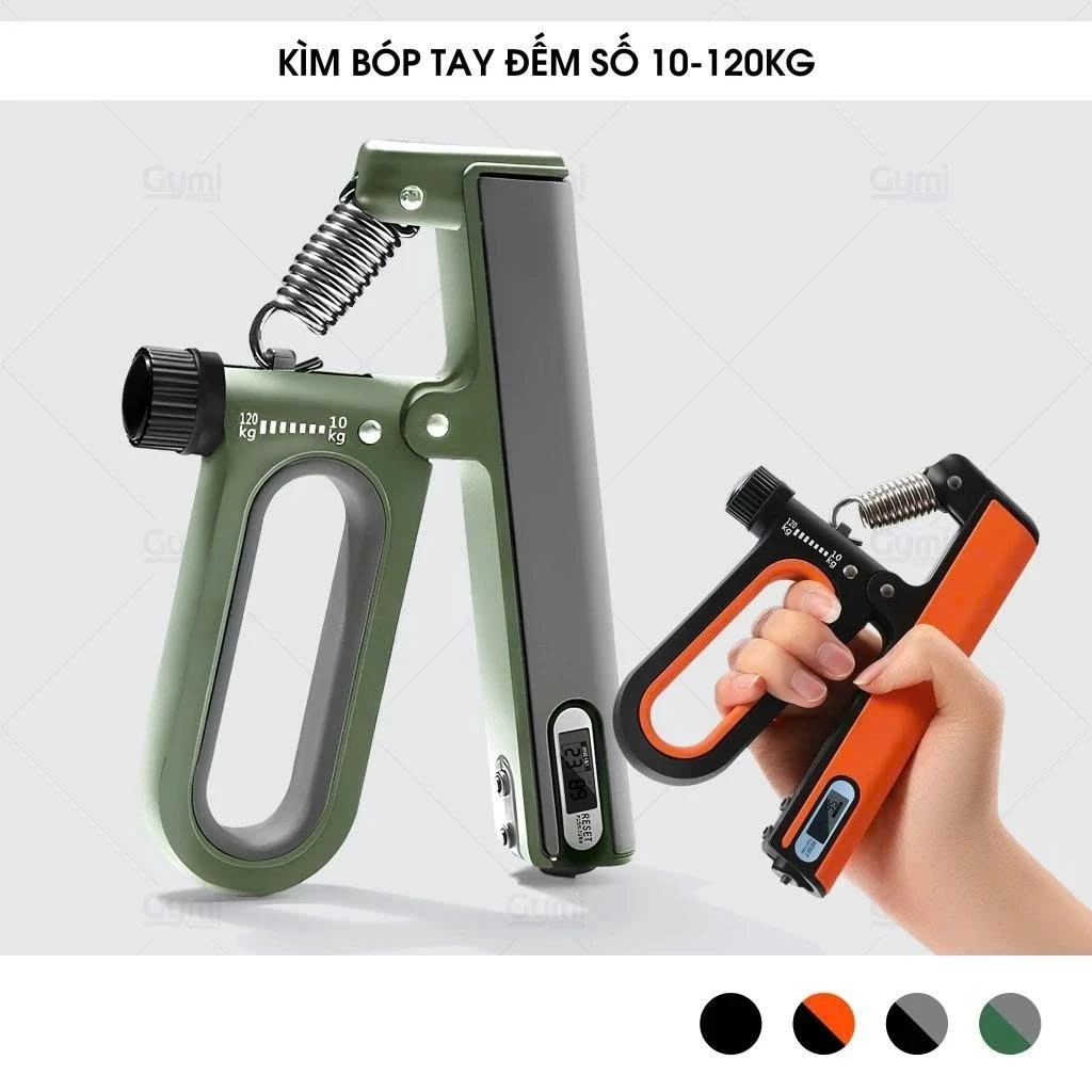 Kìm bóp tay điều chỉnh lực có đếm số lò xo 120kg dụng cụ tập gym cơ tay hiệu quả tại nhà