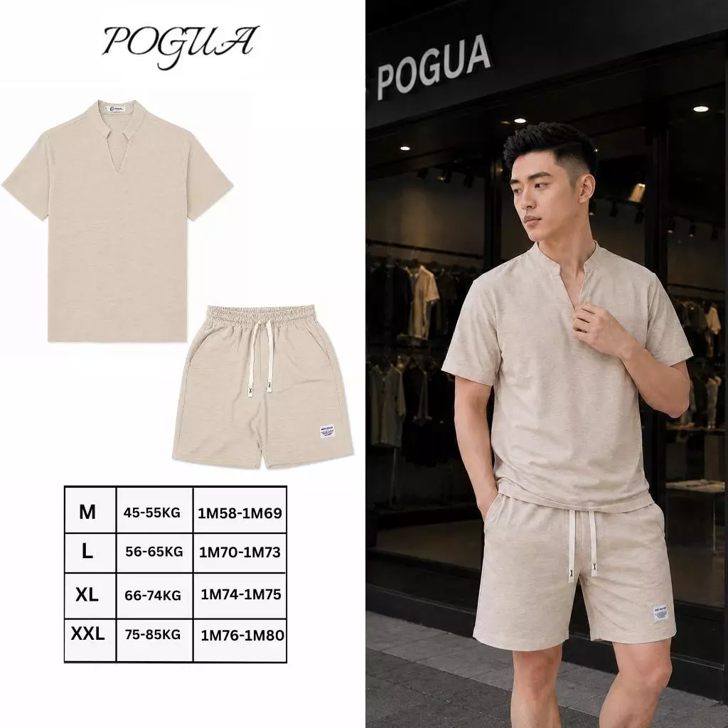 SET ĐỒ BỘ ĐŨI nam cổ V kiểu dáng REGULAR FIT, mát mẻ, trẻ trung phong cách BDV 686