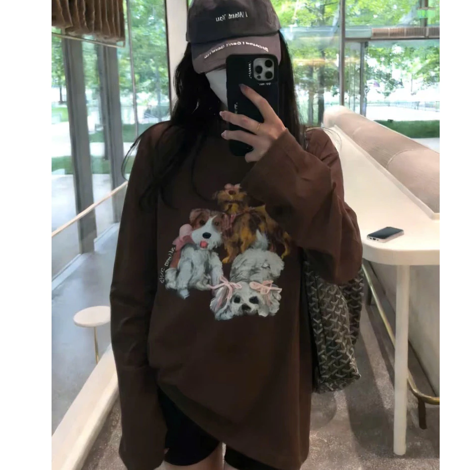Áo thun nữ dài tay chất XƯỢC dáng rộng MENINA, áo phông tay dài nữ in hình thời trang.
