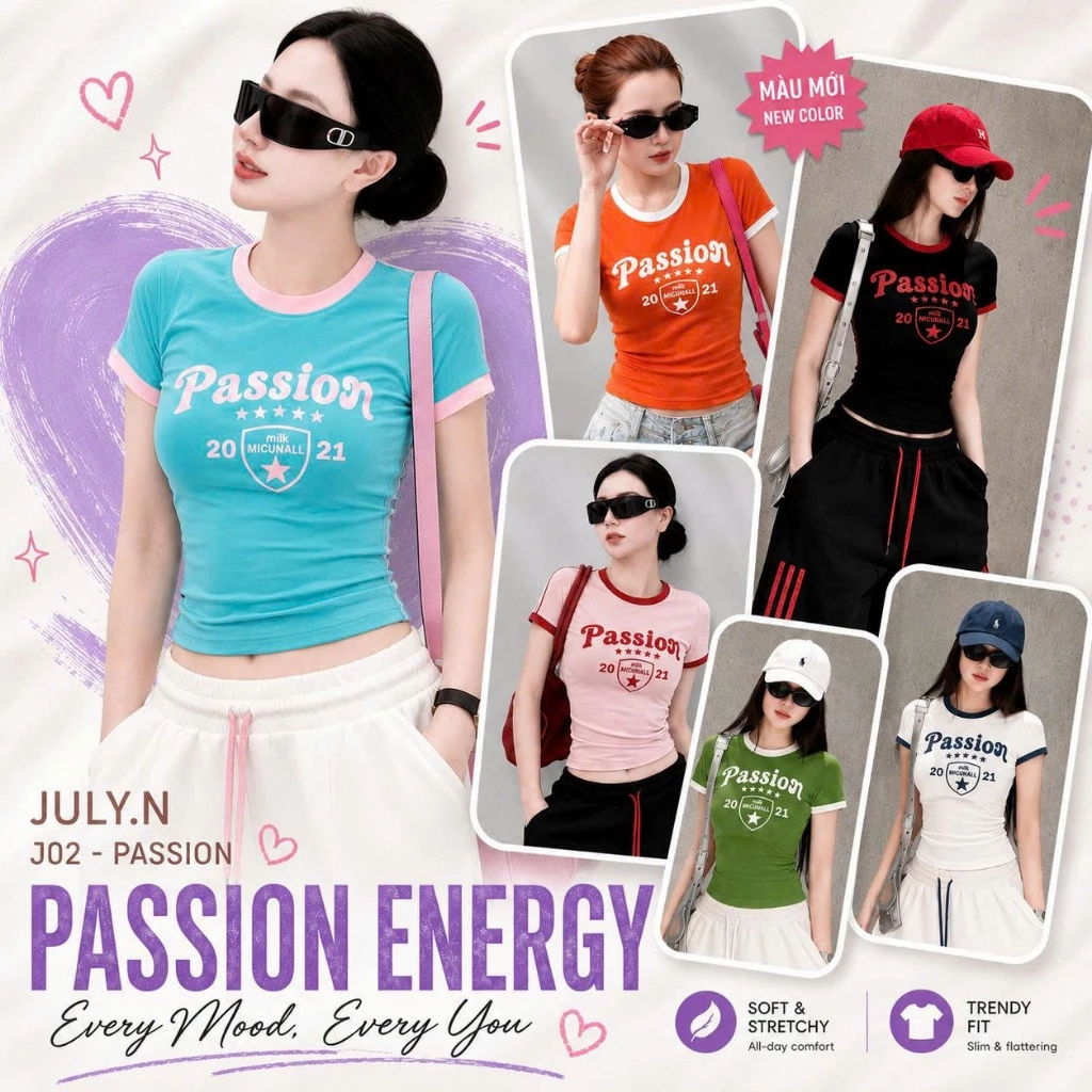 Áo Thun Body Passion J01 – Cotton Co Giãn 4 Chiều, Ôm Dáng Tôn Eo