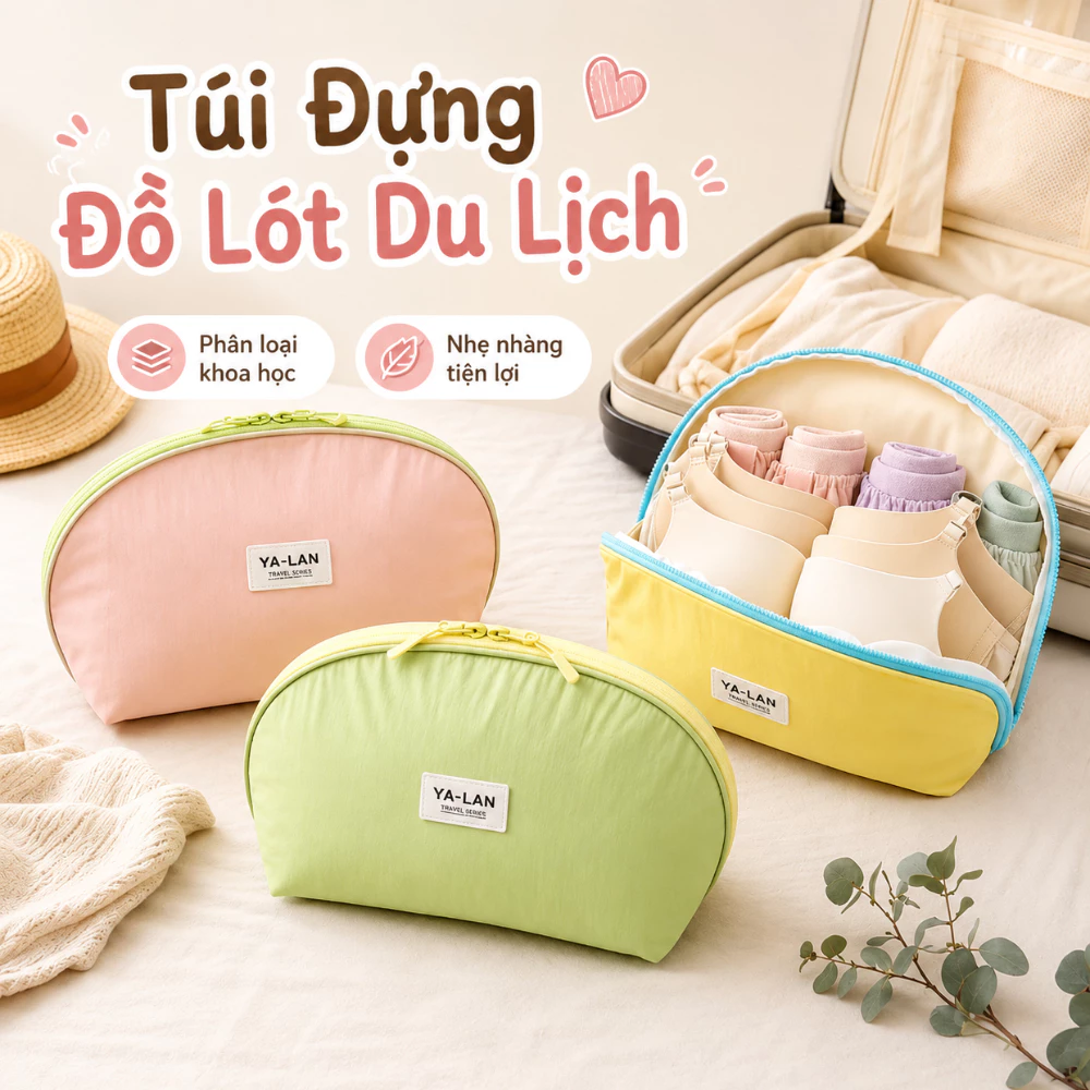 Túi Vải Đựng Đồ Du Lịch Đa Năng Chống Thấm, Túi Đựng Đồ Cá Nhân, Mỹ Phẩm, Nội Y Gọn Gàng Tiện Lợi