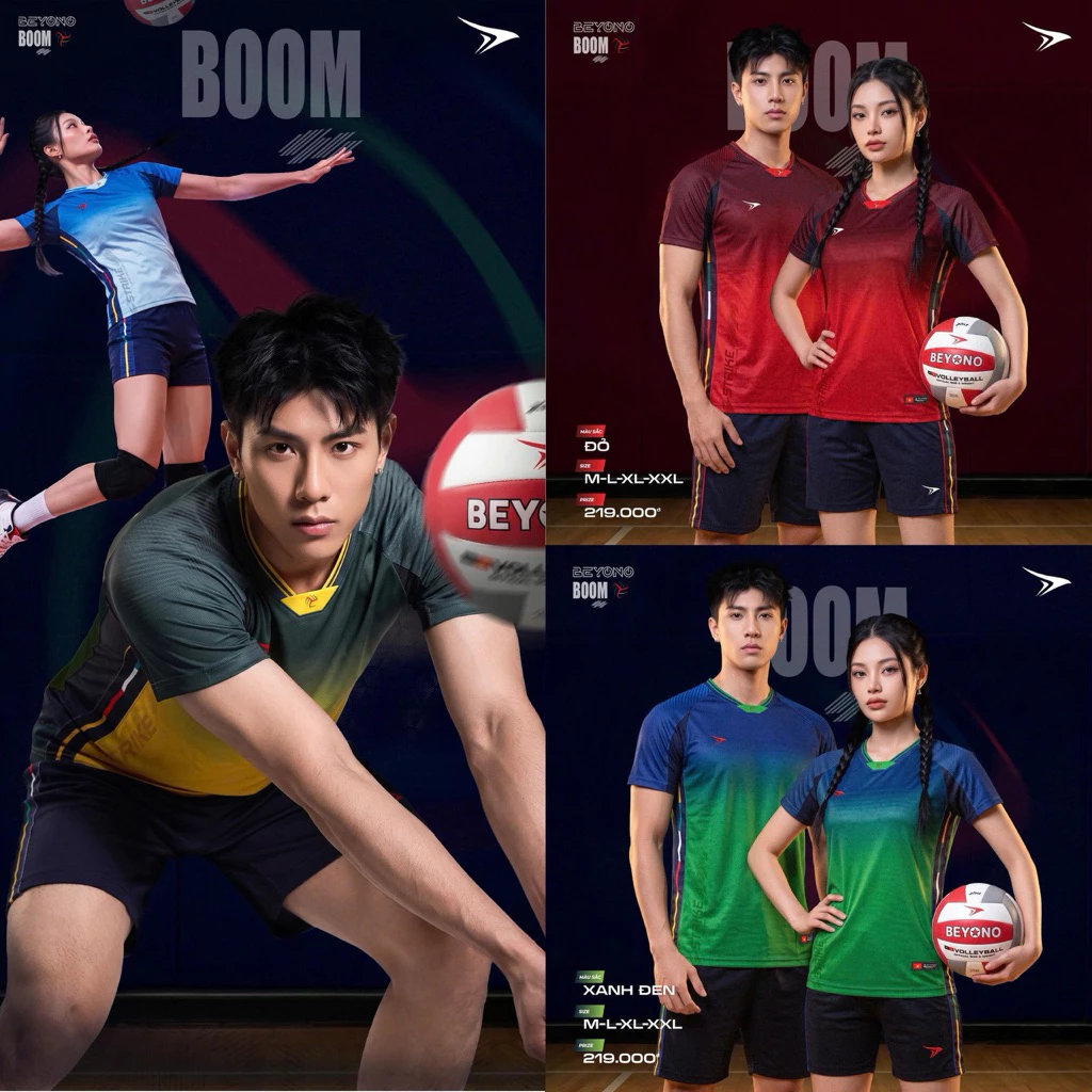 Bộ quần áo bóng chuyền nam Beyono Boom chất liệu cao cấp thoáng mát, hoạ tiết cách điệu ấn tượng