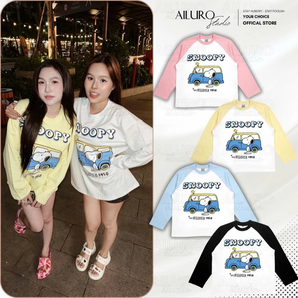 [MỞ BÁN] Áo Thun Tay Dài Snoopy Bus Long Sleeve Form Boxy chất 100% Cotton phông tay lỡ nam nữ form rộng