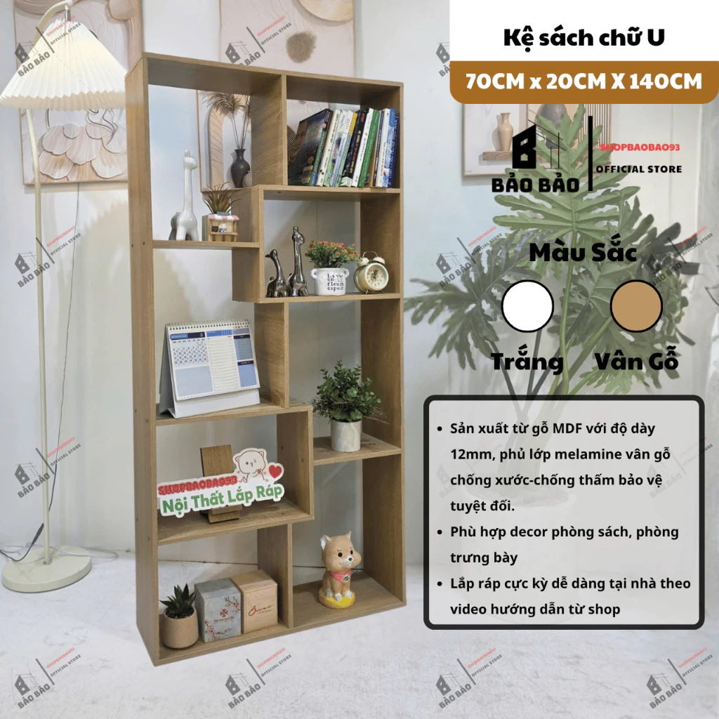 Kệ Trang Trí Đa Năng Hình U – Chất Liệu Gỗ MDF Bền Đẹp, Phong Cách Tối Giản