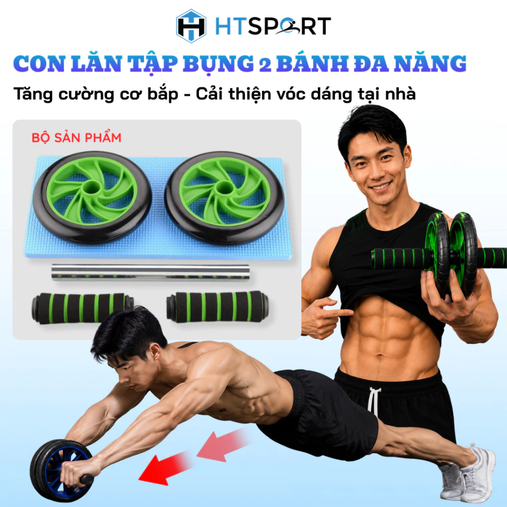 Con Lăn Tập Bụng 2 Bánh, Dụng Cụ Tập Cơ Bụng Đa Năng Lăn AB 2 Bánh Gym Thể Thao Tại Nhà CL01