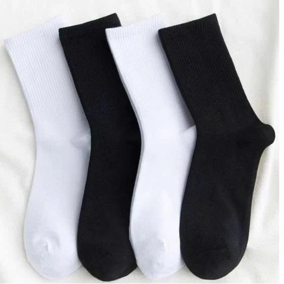 Tất Trơn Trắng Đen, Vớ Thể Thao Chất Liệu Cotton Êm mềm Thoáng Khí - Anya Store