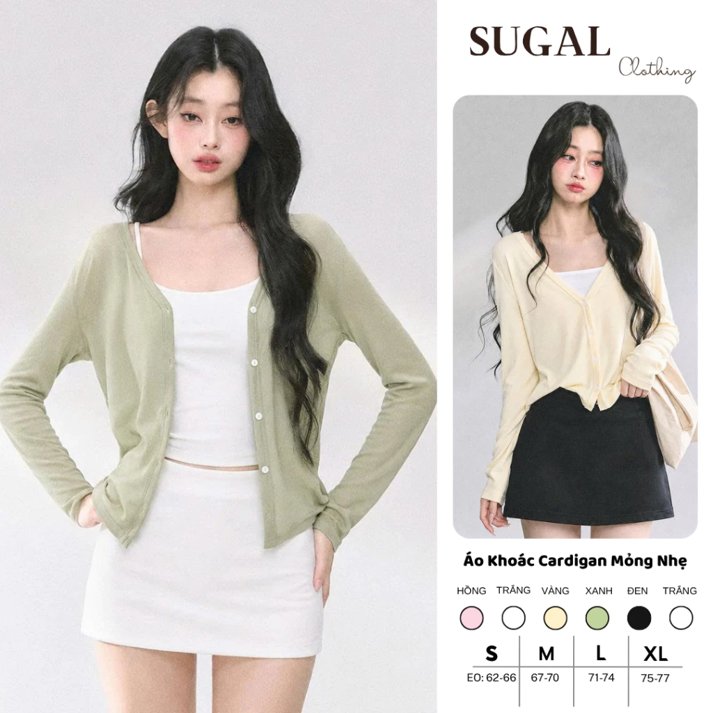 [DEAL MỞ BÁN] SUGAL - Áo Cardigan Chất Thun Giấy Cao Cấp Phù Hợp Mùa Hè - Áo Khoác Cài Cúc Form Ngắn Basic | TOP 326V1