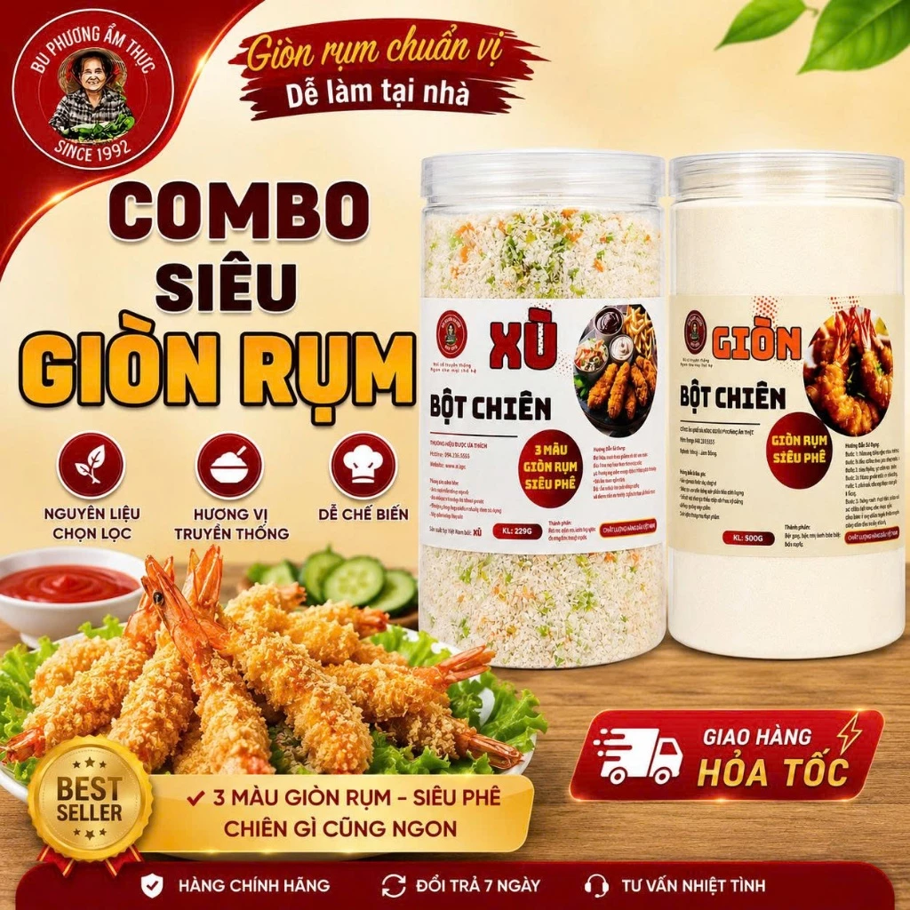 Combo Bột Chiên Giòn 500G + Bột Chiên Xù 229G Bu Phương | Sét Bột Chiên Hoàn Chỉnh