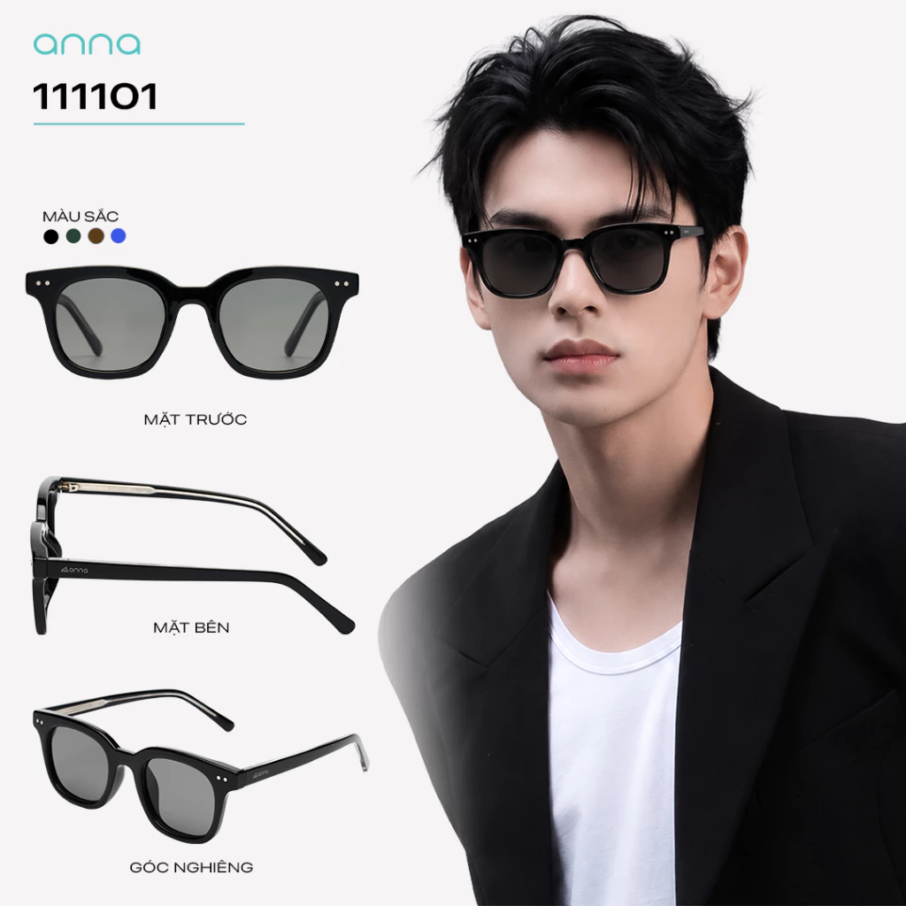 [TẶNG VÍ DA] Kính râm thời trang nam nữ ANNA dáng vuông unisex cá tính MSL