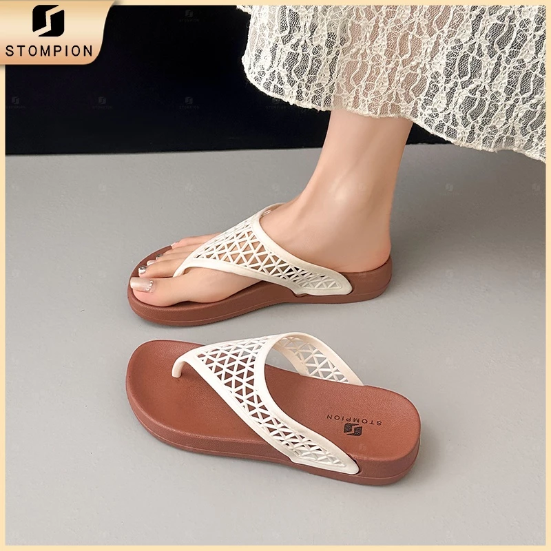 STOMPION Dép Xỏ Ngón Nữ Làm Chân Thon, Thiết Kế Lưới Êm Ái, Đế Dày Vừa Phải Đa Màu, Mềm Mại.