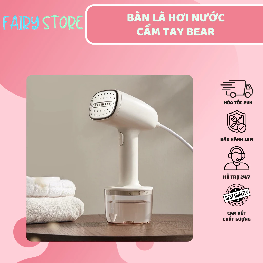Bàn Là Hơi Nước Cầm Tay Bear Dung Tích 260 ML Công Suất 1000W - Ủi Phẳng Khăn, Quần Áo, Diệt Khuẩn