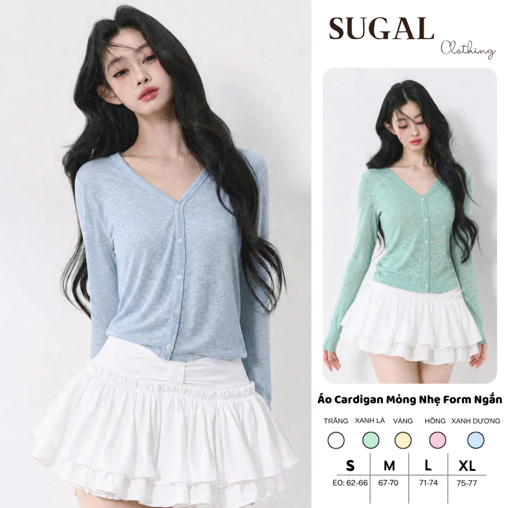 [FORM NHỎ] SUGAL - Áo Cardigan Mỏng Nhẹ Basic Nhiều Màu Hot Trend - Áo Khoác Phù Hợp Mùa Hè Kiểu Hàn Quốc | TOP NU 323