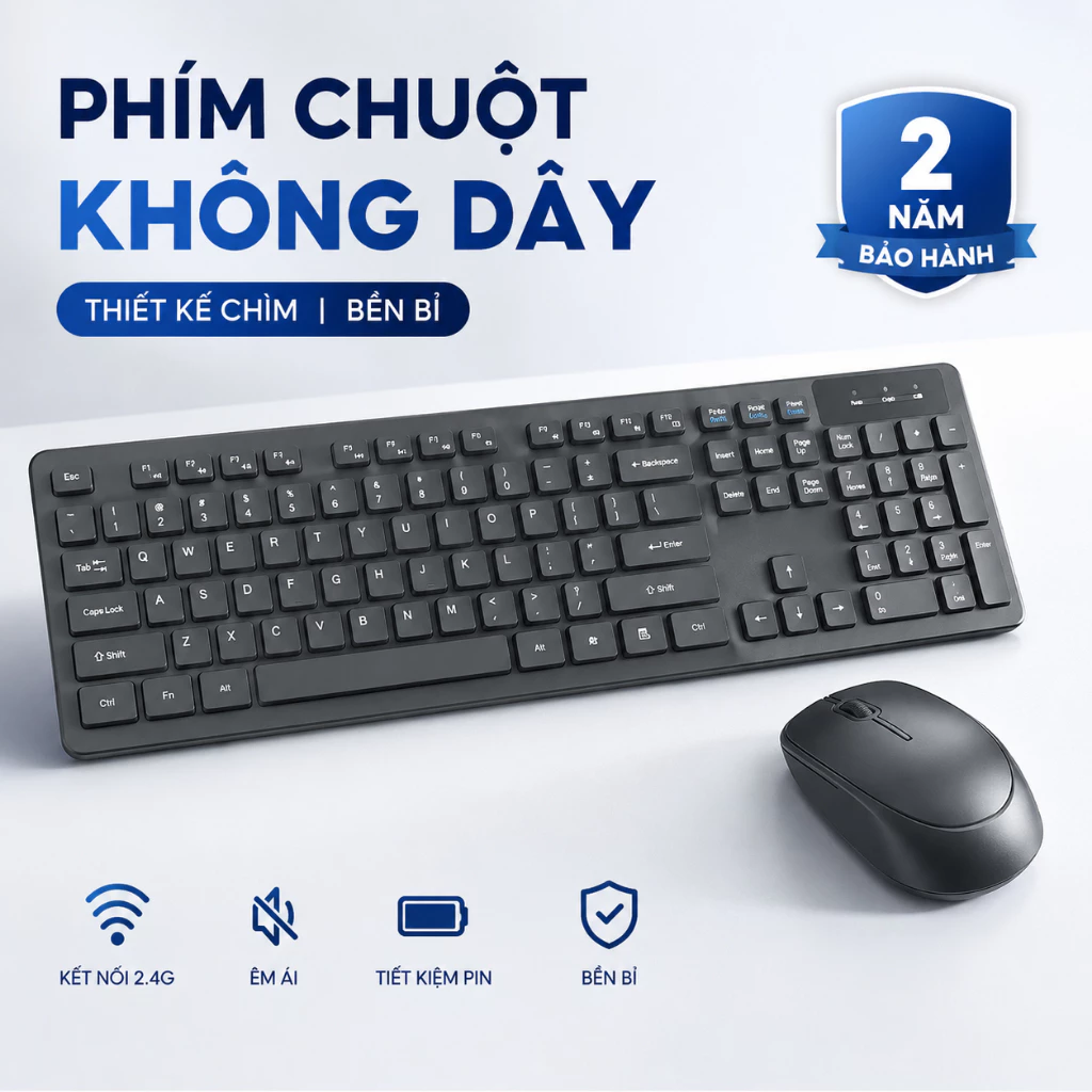 Bộ Phím Chuột Không Dây GGI 8875 Giảm ồn - Bảo hành 2 năm đổi mới