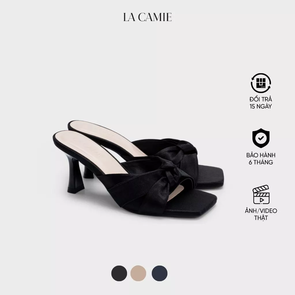 Dép cao được làm từ chất liệu Si satin với thiết kế thanh nhã nhẹ nhàng thương hiệu La Camie  DC6LC0402