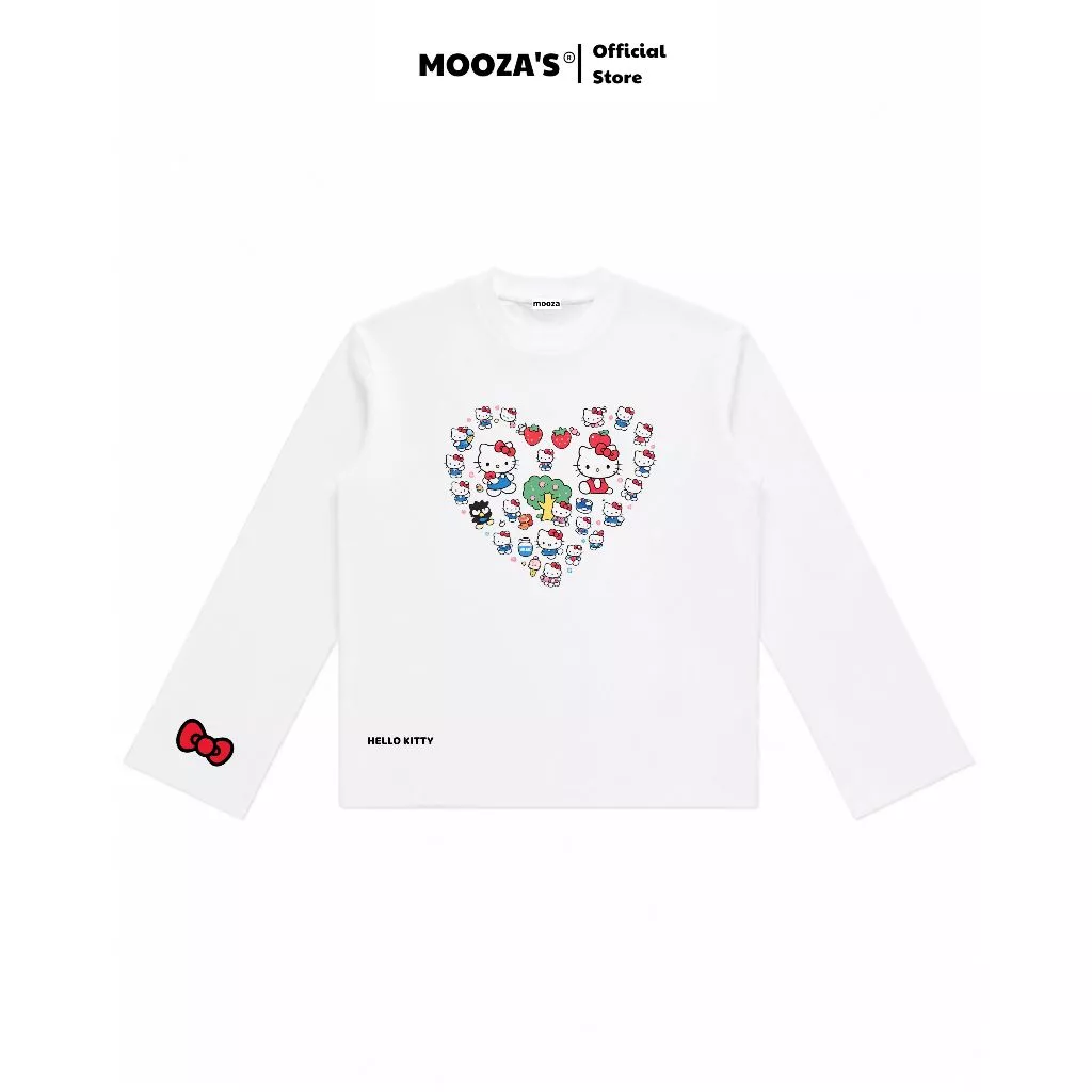 Áo Thun Tay Dài Hello Kitty Form Oversize-Boxy Unisex Nam Nữ – Cotton Cao Cấp, In Graphic Trái Tim Dễ Thương