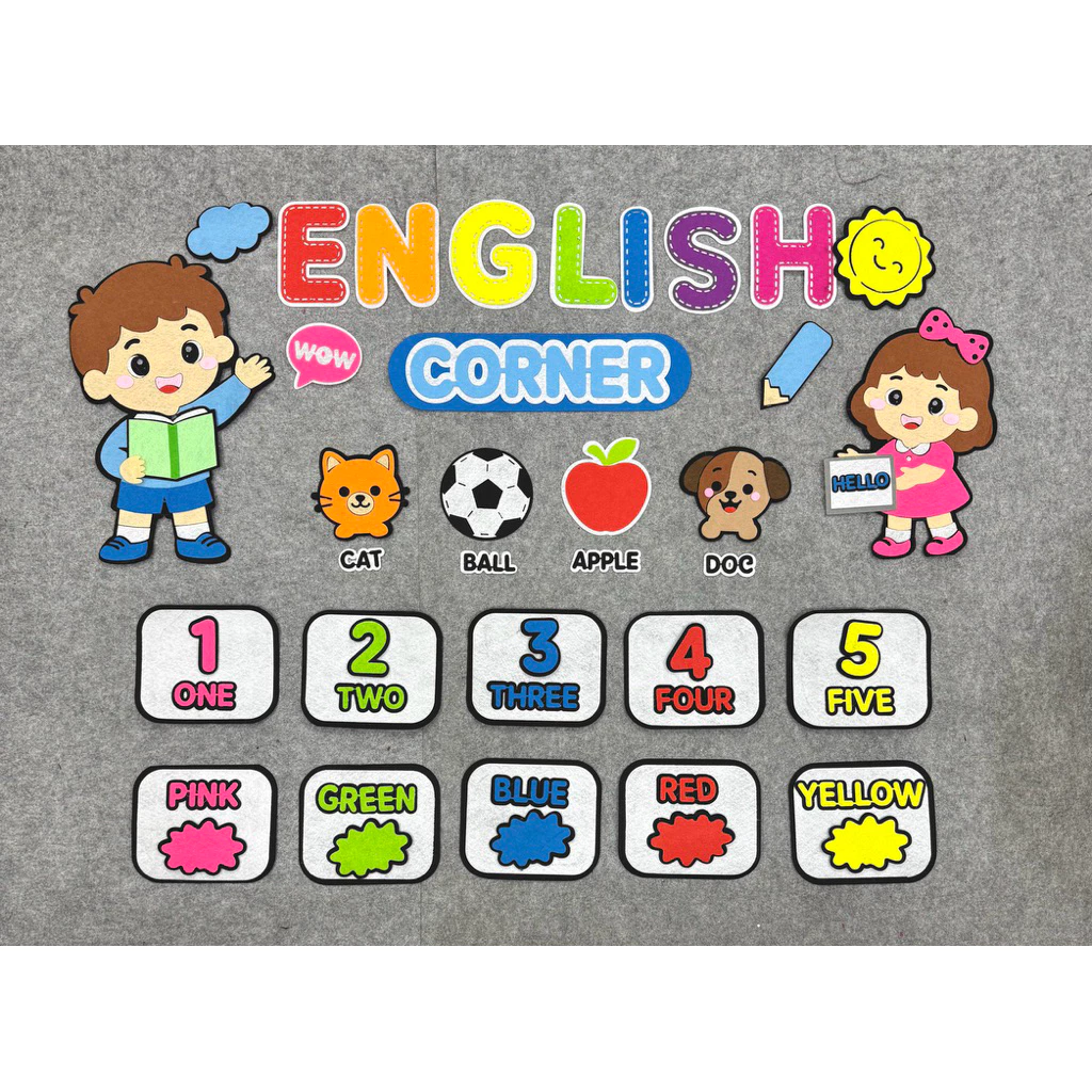 Góc tiếng anh mầm non, trang trí góc tiếng anh mầm non. trang trí English
