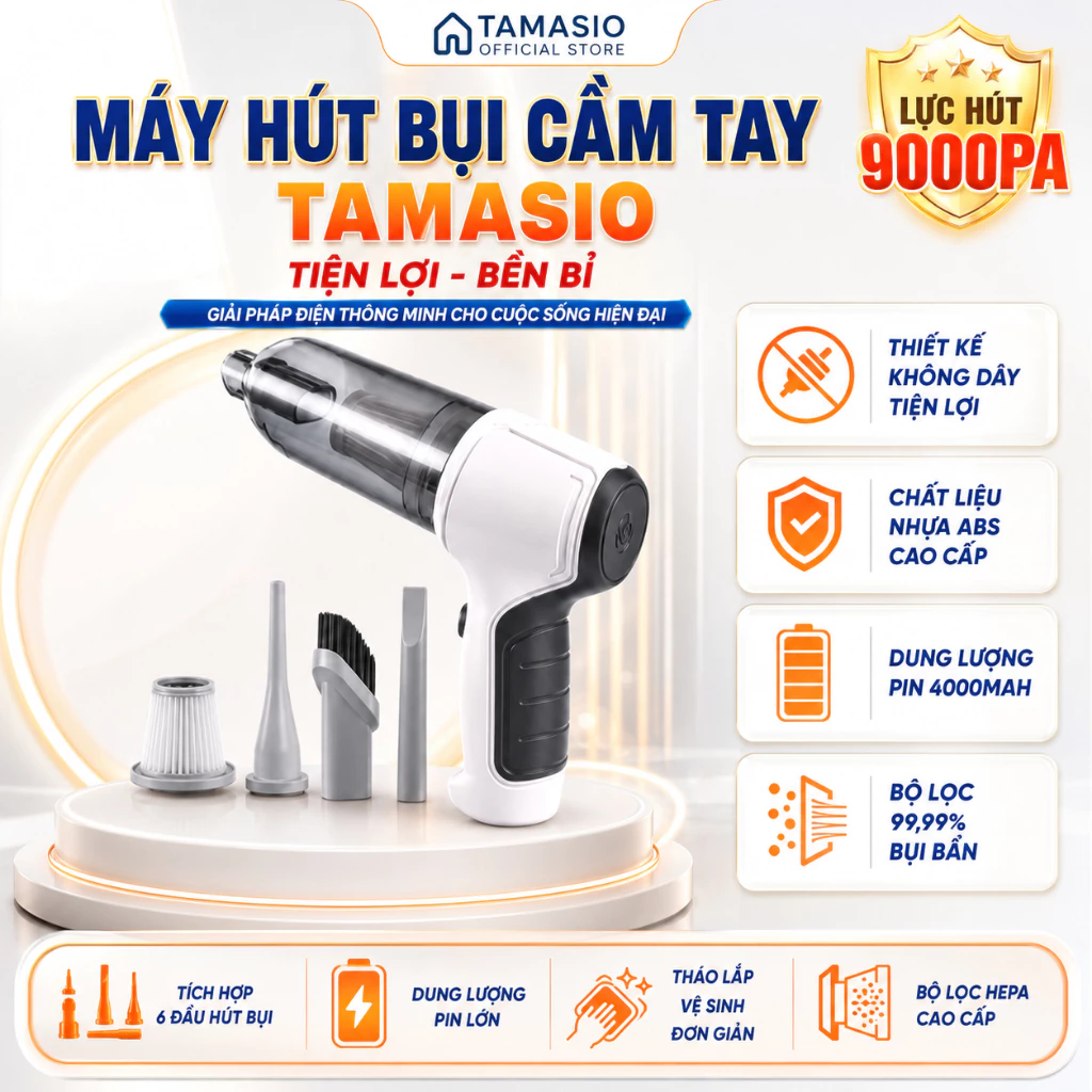 Máy Hút Bụi Cầm Tay Không Dây Nhật Bản TiLux 6 Đầu Hút, Máy Hút Bụi Ô Tô, Giường Nệm, Lông Chó Mèo Siêu Tiện Lợi