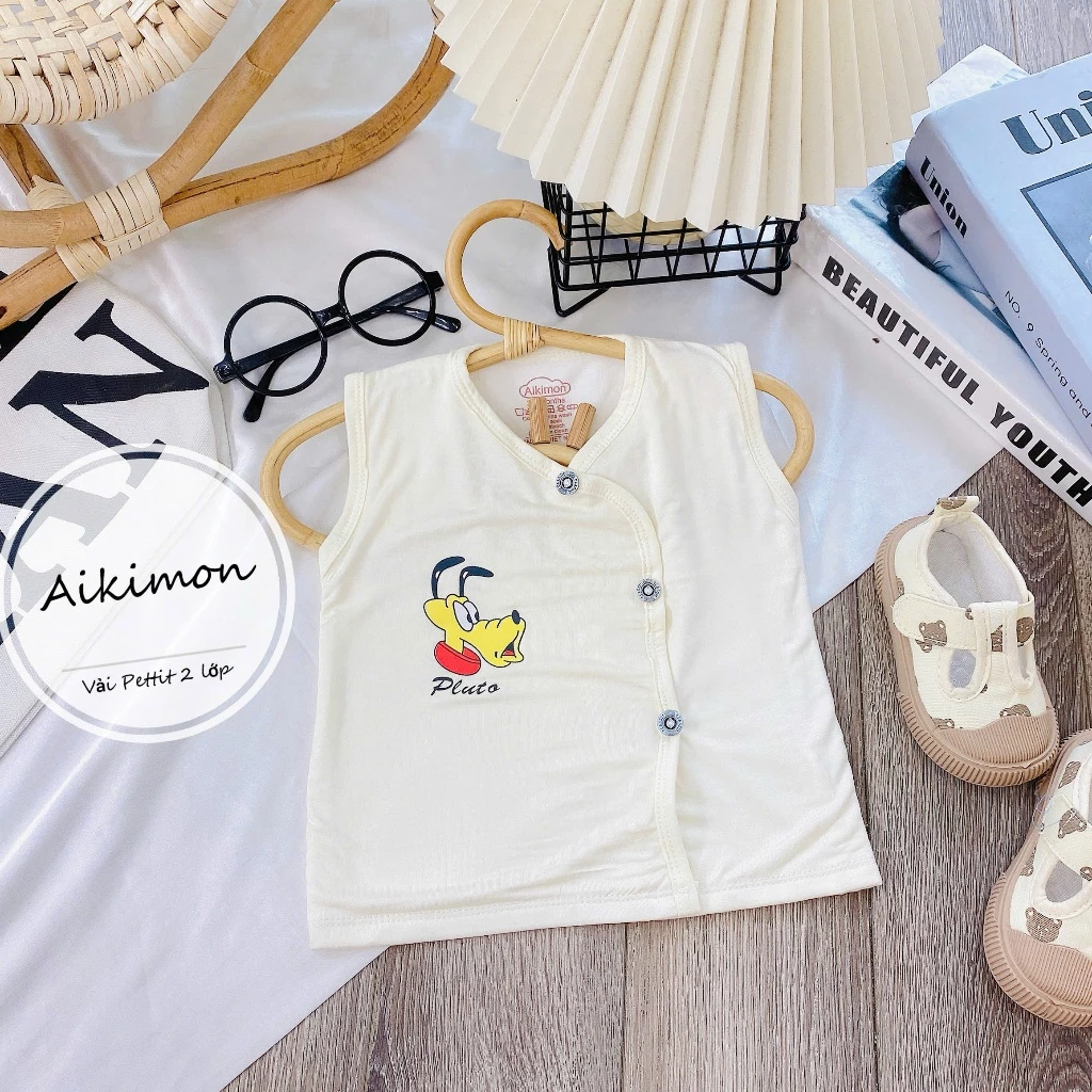 Áo gile vải Petit QC 2 lớp mềm đẹp khuy chéo (3-9kg)