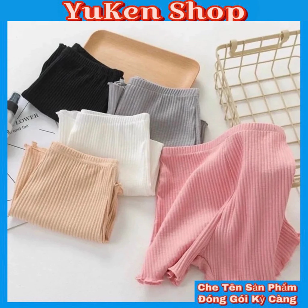 Quần Váy Gân Tăm Trơn-Quần Đùi Nữ Mặc Trong Váy Thiết Kế Đơn Giản